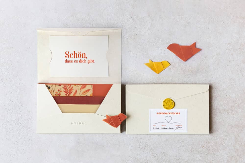 Bienenwachstücher Starterset Geschenk mit Herz "Beeren"