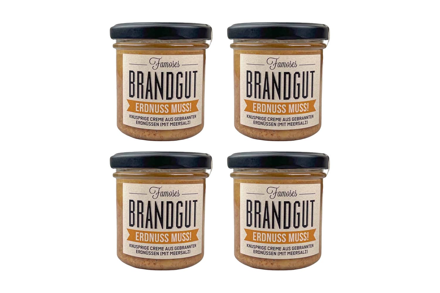 Erdnuss Muss! mit Meersalz (160g) von Brandgut 4er Set