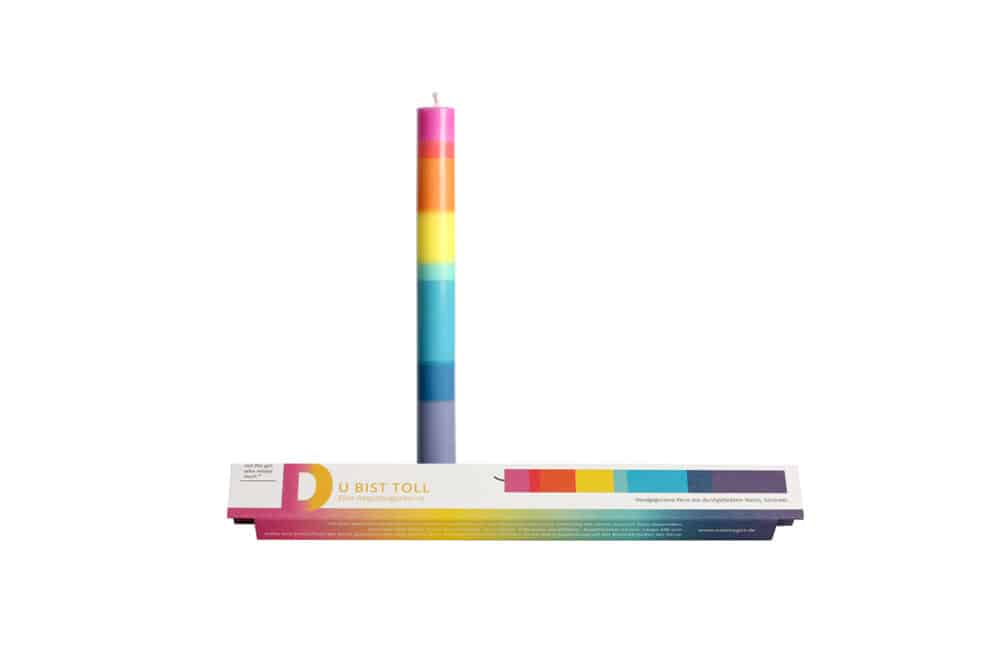 Regenbogenkerze Du bist toll
