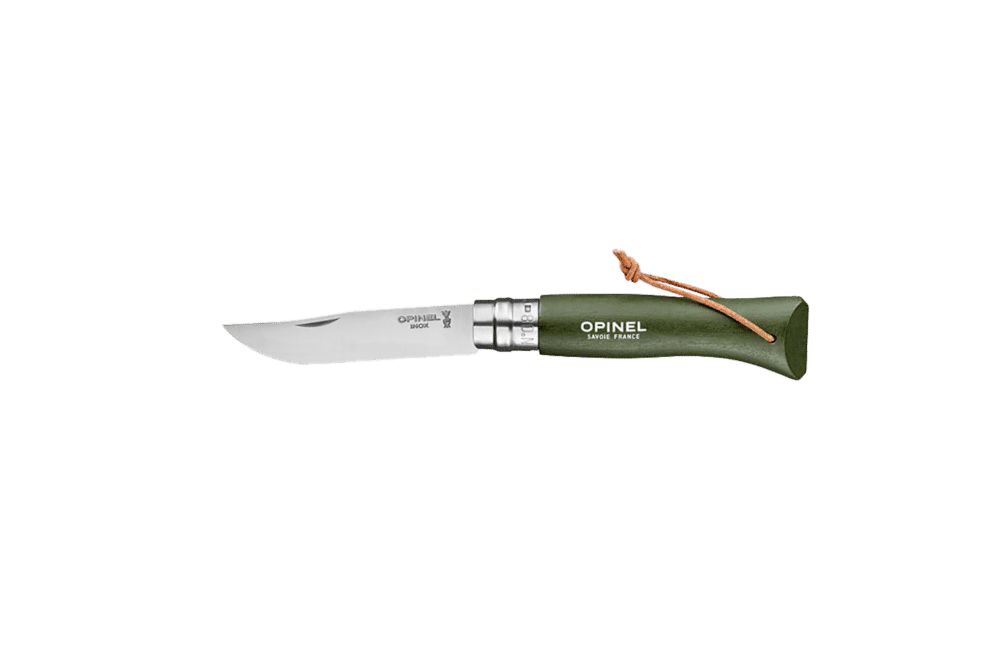 Opinel No. 8 Khaki Taschenmesser mit Lederband