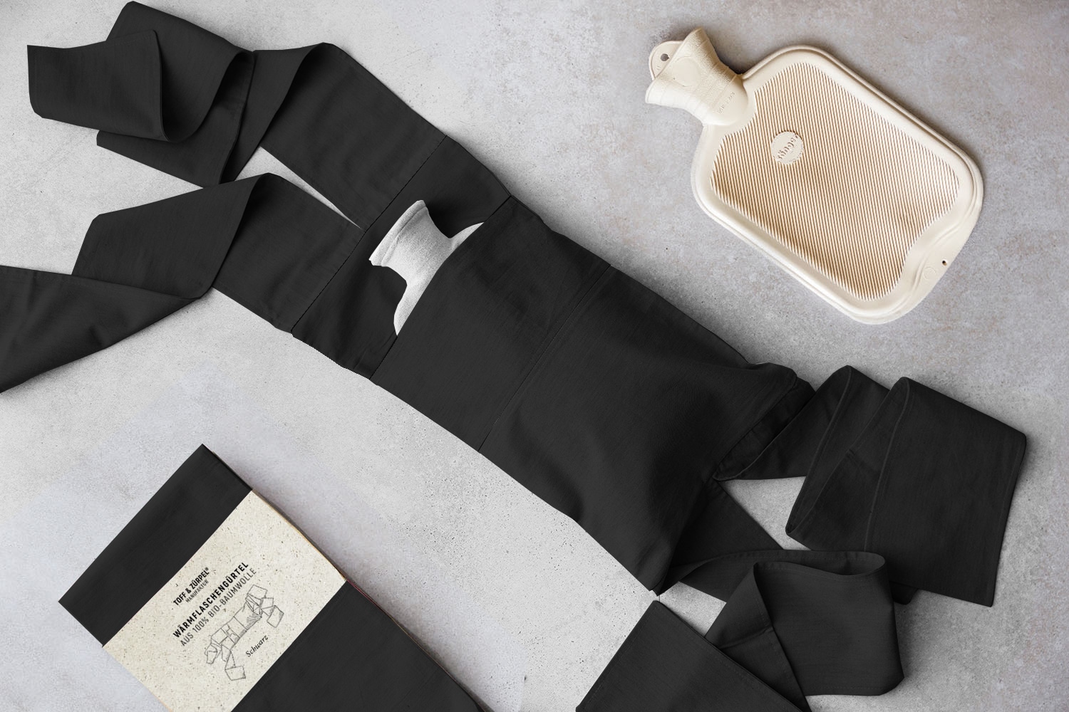 Waermflaschengürtel Set Schwarz